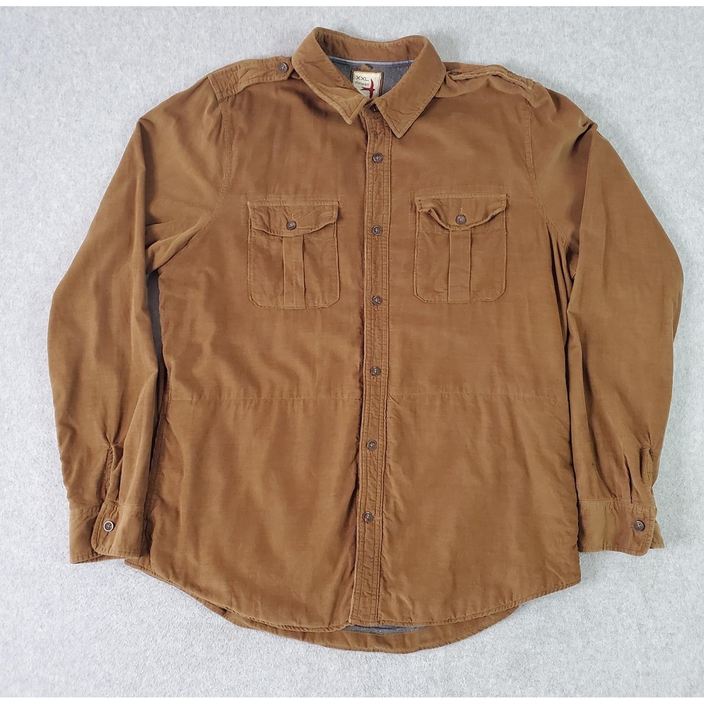 Relwen Shirt Jacket Mens 2XL Brown Corduroy Lined Button Up Shacket Huckberry